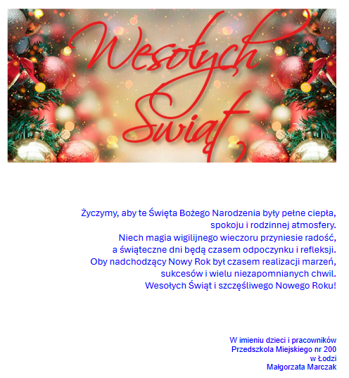 życzenia z okazji świąt Bożego Narodzenia
