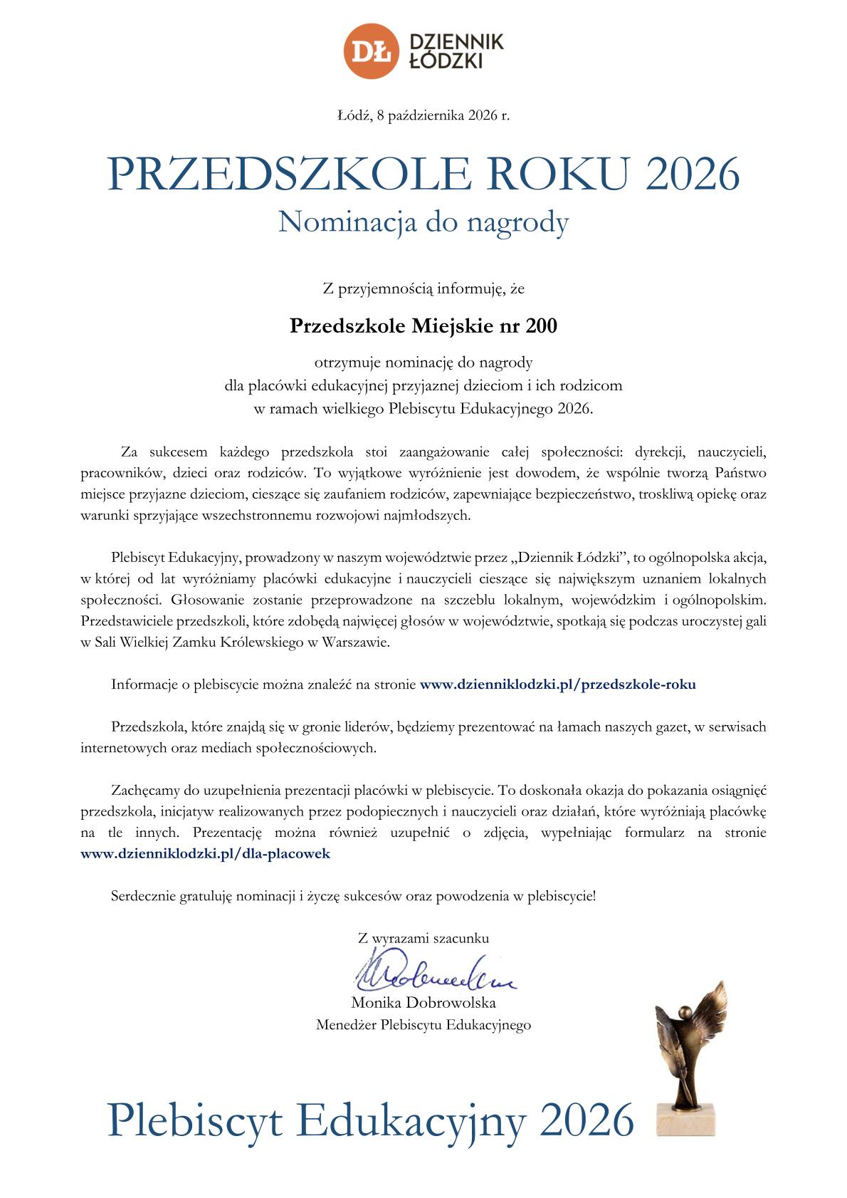 nominacja przedszkole roku