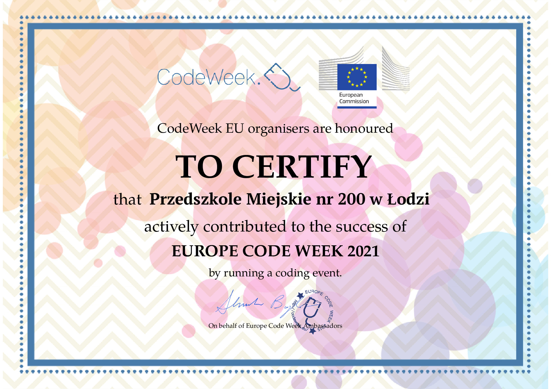 Certyfikat Code Week 2021
