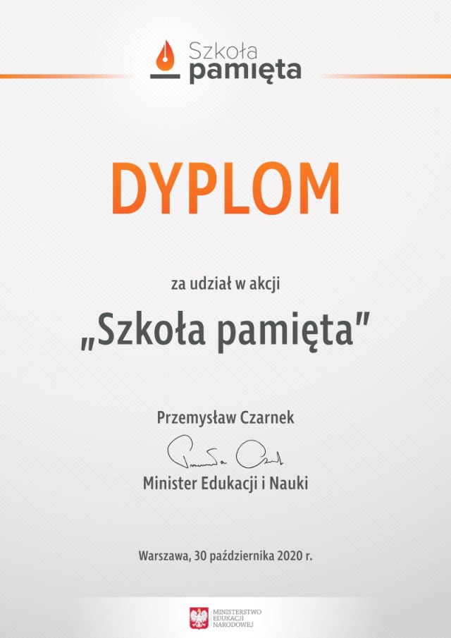 Dyplom Szkoła pamięta